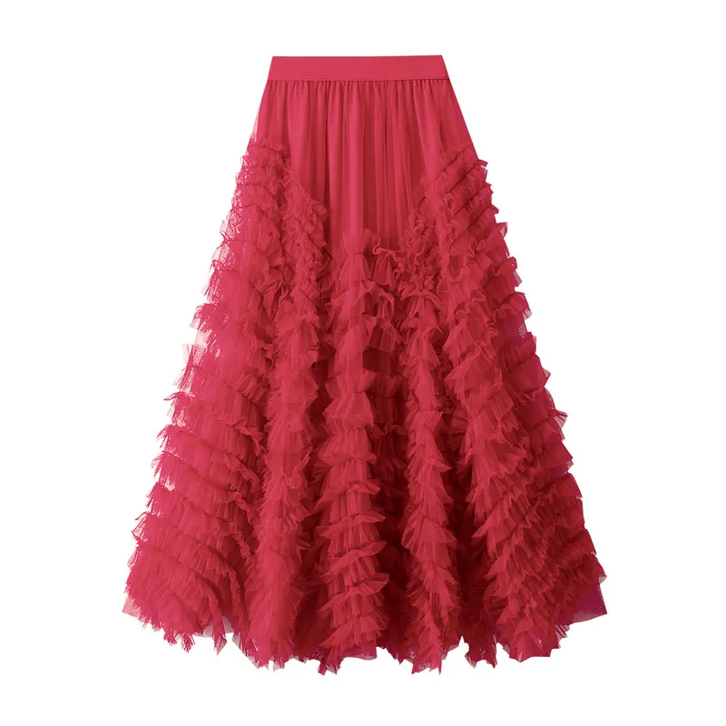 Nigikala Nigikala Sense High-End Mesh Yarn Heavy Industry Super Large Swing Dress Thin Croake Gorgeous Cake Skirt 1380
