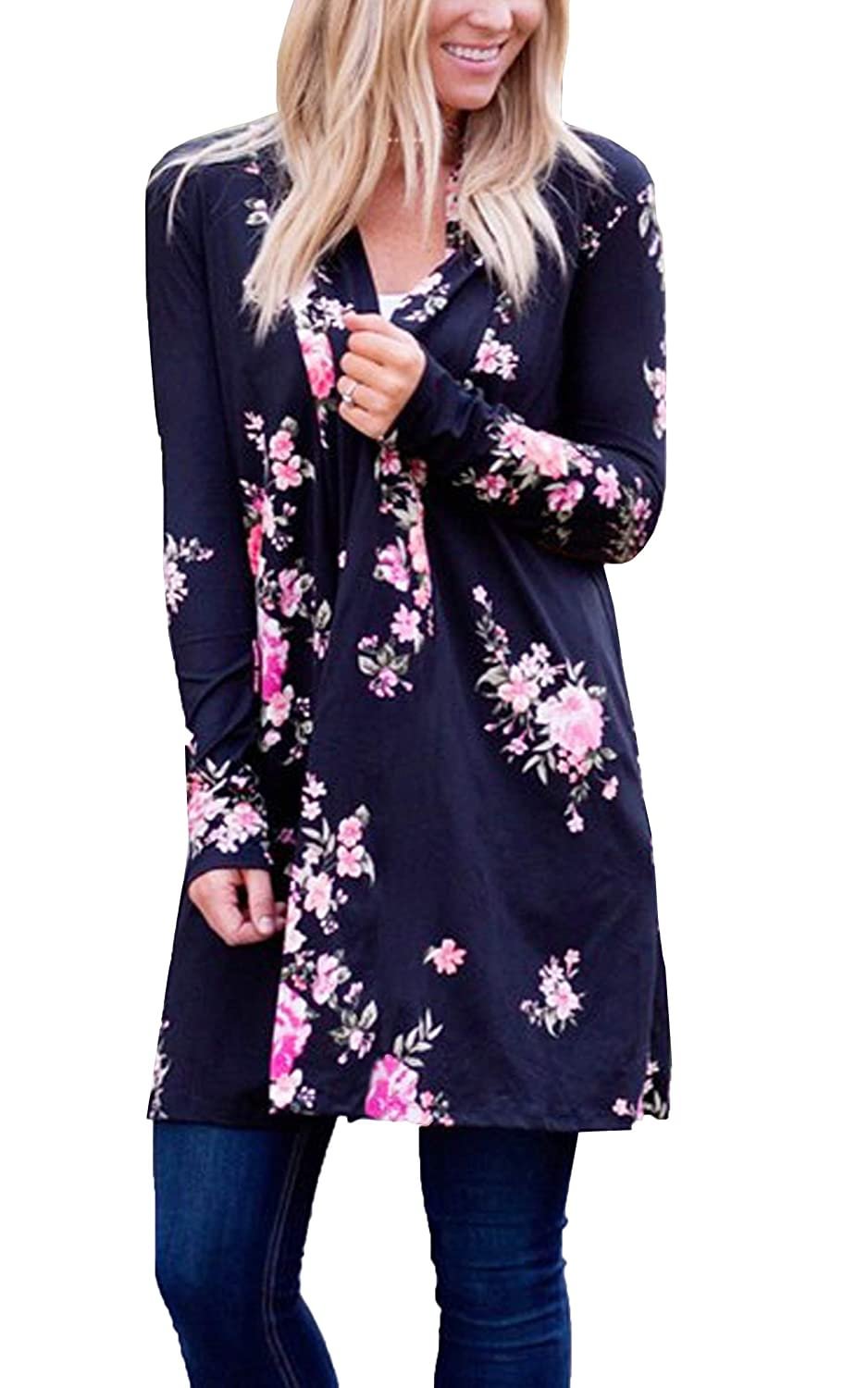 Womens Boho Irregular Long Sleeve Wrap Kimono Cardigans Casual Coverup Coat Tops Outwear S-3XL