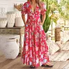 Gioiacombo&trade; Abito estivo con tasca con scollo a V e stampa floreale da donna