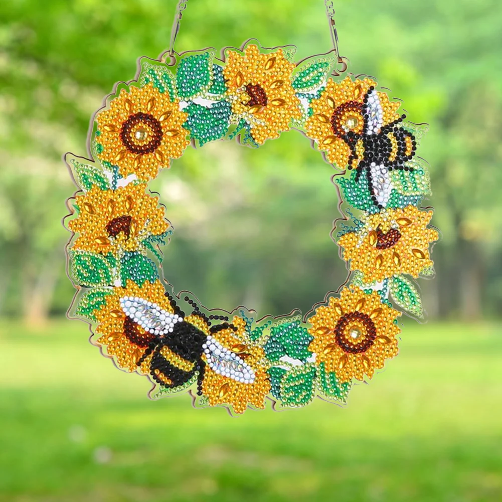 DIY Diamond Painting Art Hanging Wreath - Bee