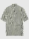 Men's Cuban Collar Irregular Black and White Splicing Fashion Striped Retro Print Short Sleeve Shirt