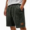 Corduroy Men's Shorts Light Blue Relaxed Fit Summer Casual Pants with Pockets and Leather Patch by Inlyline