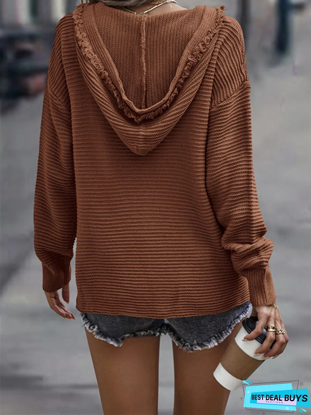 Fashion V-neck Solid Color Long Sleeve Sexy Sweater