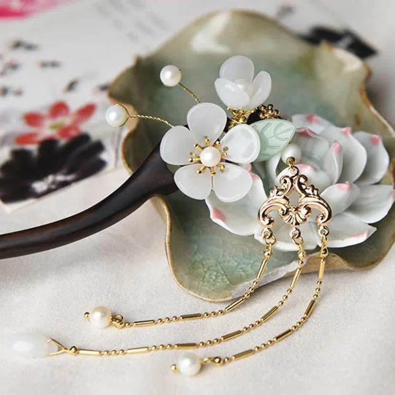 Ebony Flower Protection Blessing Hairpin