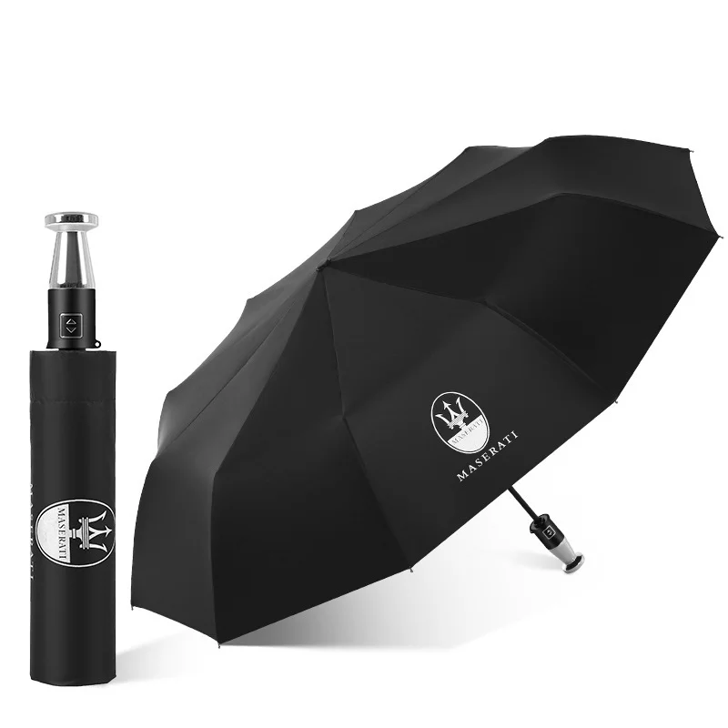 Car logo VIP business folding 10-bone black plastic umbrella