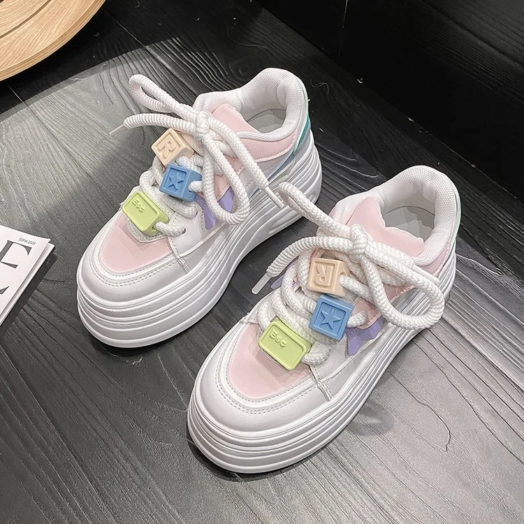 Wongn Wongn 2023 New Small White Shoes Fashion Color Beaded Color Lace Platform To Increase The Casual Women's Shoes