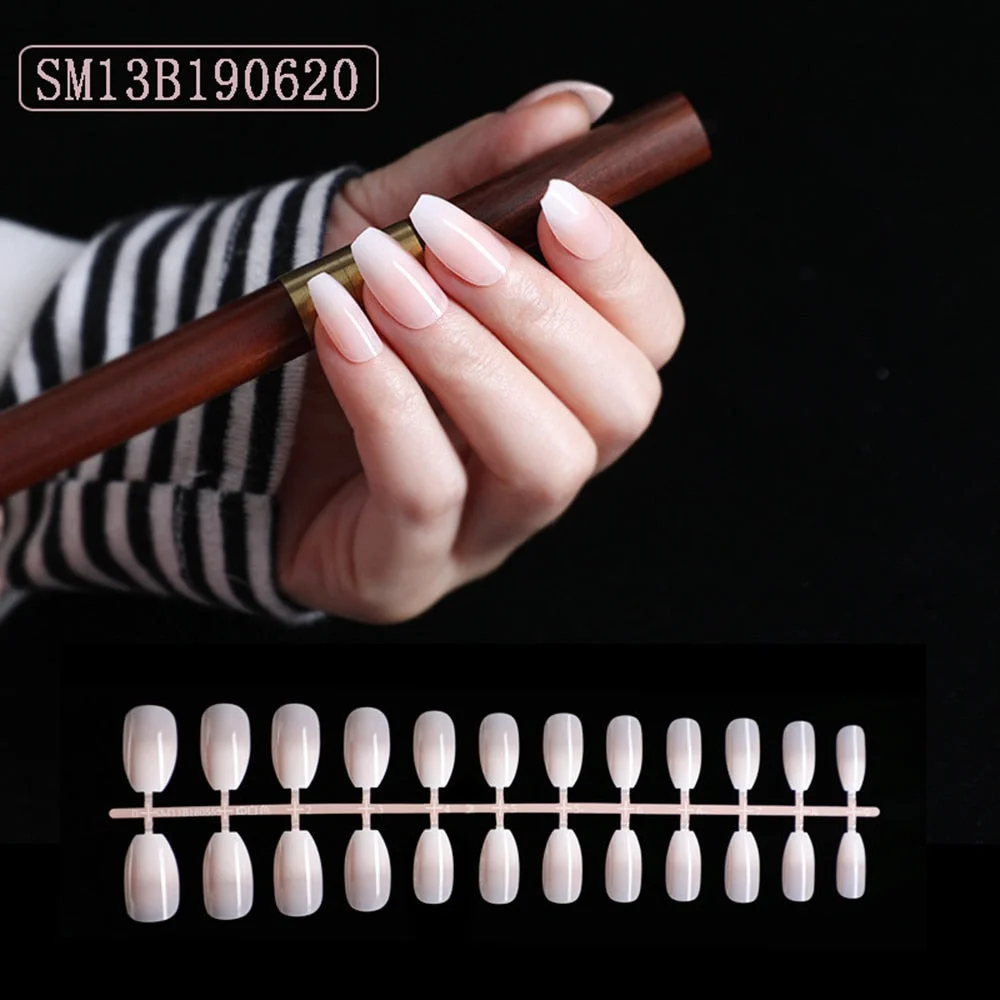 1set/24pcs French Fake Nails Matte /UV False Nail Detachable tips Nail Extension Manicure Art Press On Fake False Nails Beauty-Nail Inspo