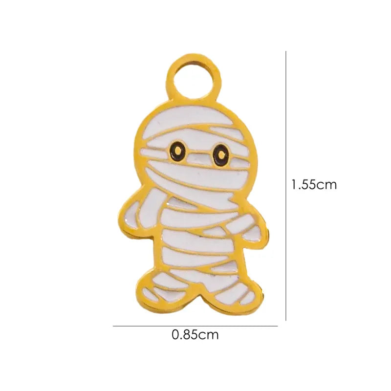 1 Piece 10*14.8mm 8.3*14.8mm 9.1*15.2mm 304 Stainless Steel 14K Gold Plated Pumpkin Skull Grimace Pendant Jewelry Accessories