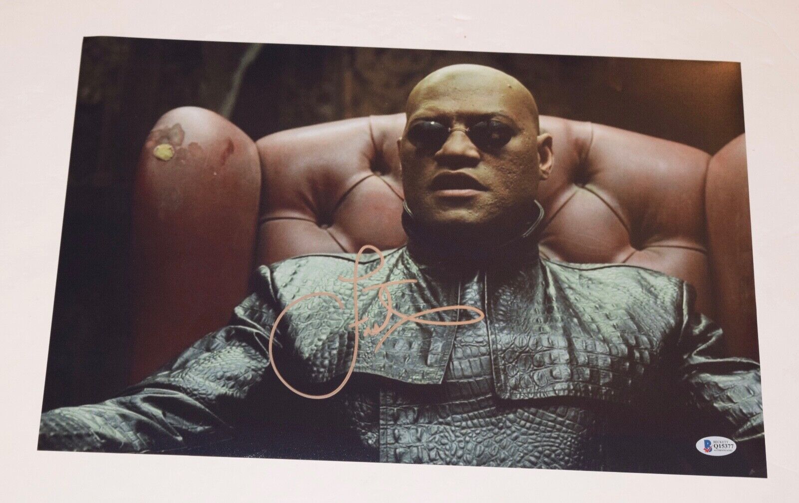 Laurence Fishburne Signed Autographed 12x18 Poster Photo Poster painting THE MATRIX Beckett COA