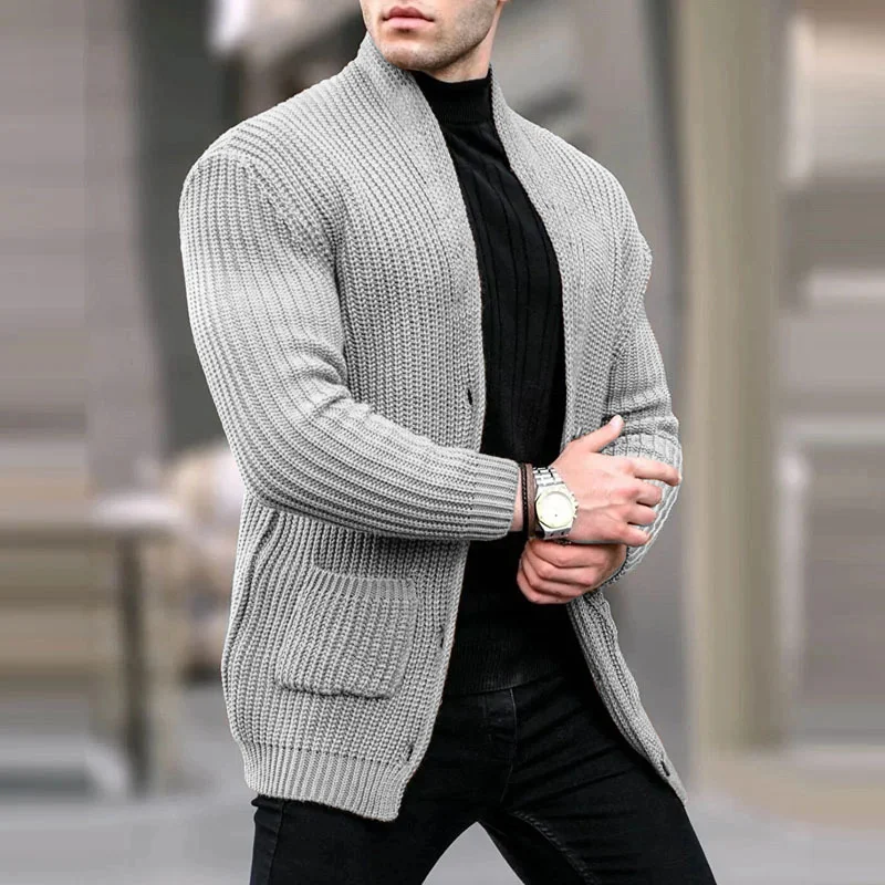 Wongn Wongn Casual Men's Cardigan Long Sleeve Loose Solid Color Pocket Button Slim Men's Autumn And Winter New Sweater