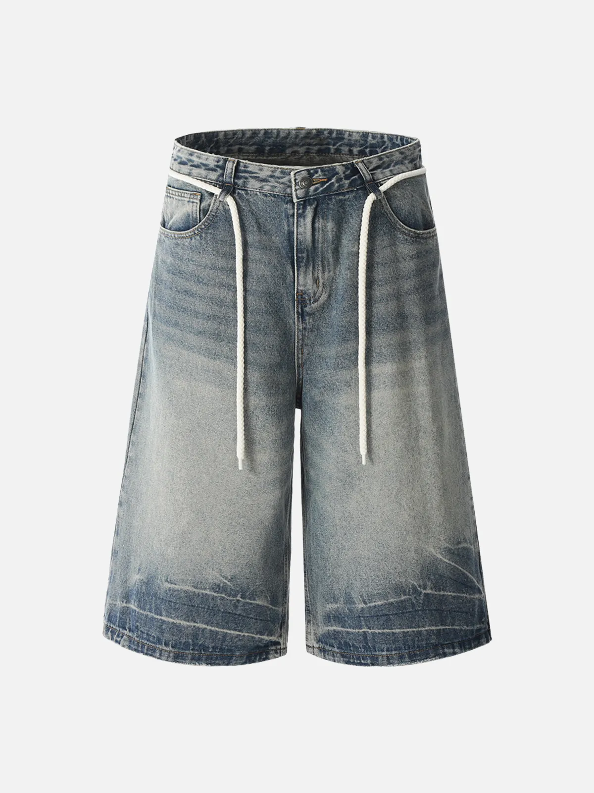 Blue Act Chic Punk Washed Faded Longline Jorts Front