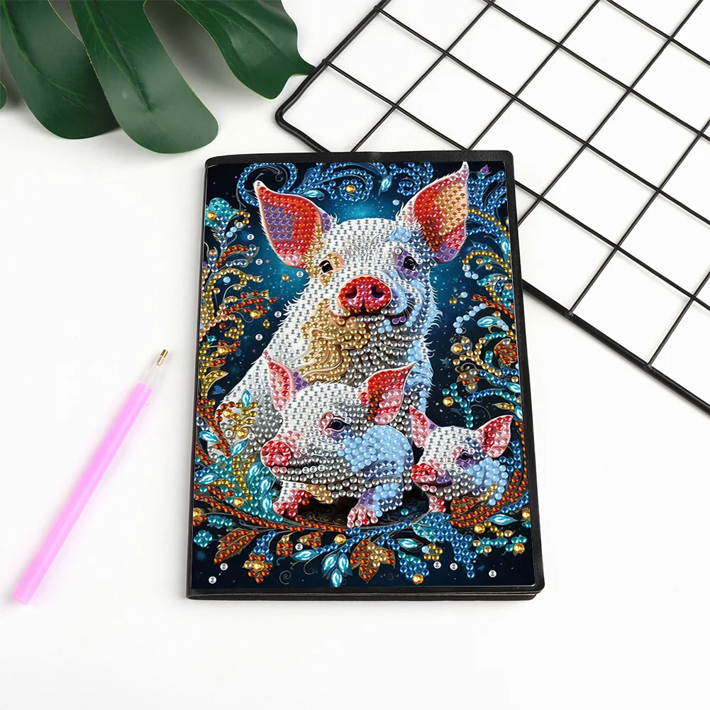 Pig Special Shaped A5 5D DIY Diamond Art Painting Notebook Kit for Friends