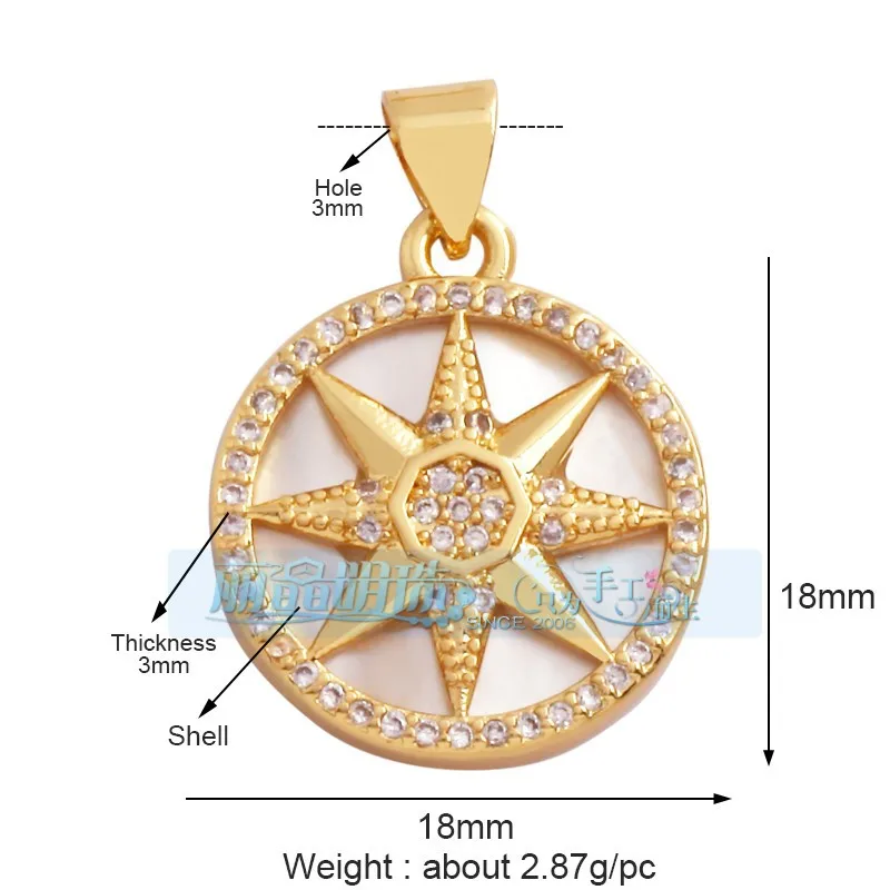 1 Piece 12 * 23mm 15*15mm 5*12mm Hole 5~5.9mm Half 925 Silver Zircon Sun Moon Pendant Jewelry Accessories