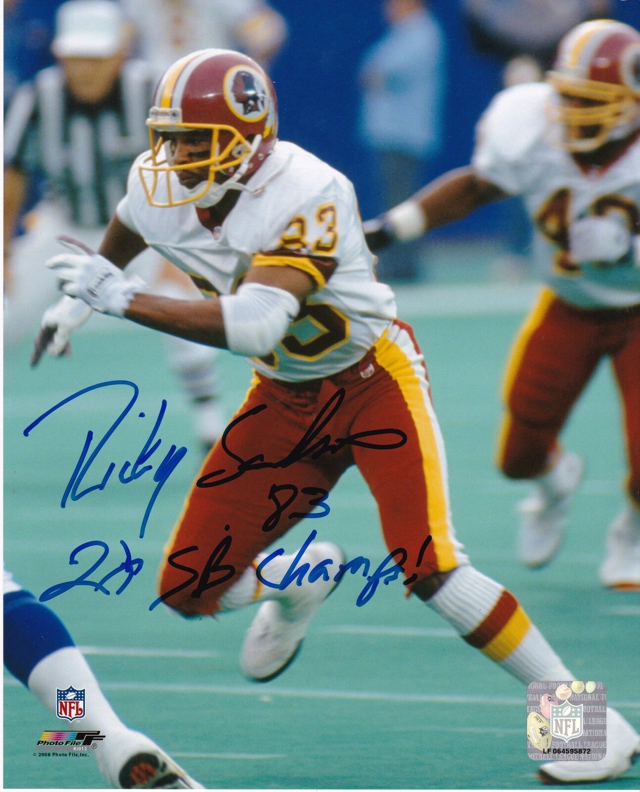 RICKY SANDERS WASHINGTON REDSKINS 2 X SB CHAMPS ACTION SIGNED 8x10