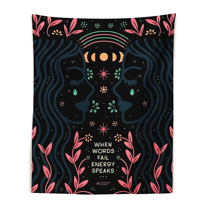 Indian Moon Phase Girl Tapestry Wall Hanging Rainbow Flower Decor Macrame Hippie Witchcraft Tapiz Decoration Tablecloth turban