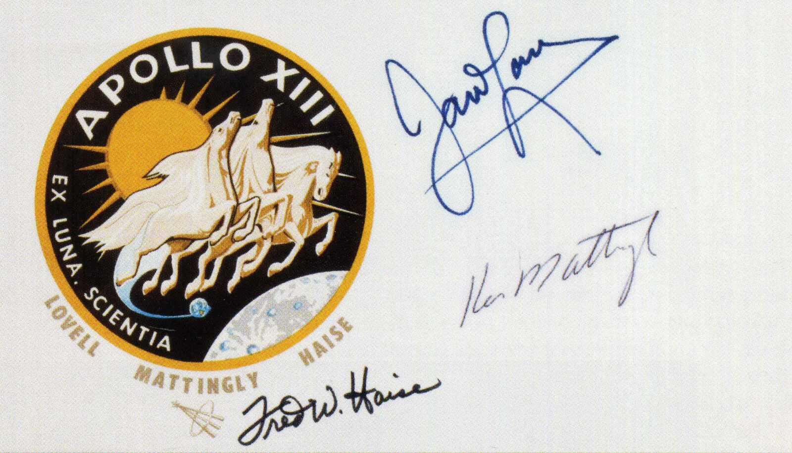 APOLLO 13 - JAMES LOVELL / KEN MATTINGLY / FRED W HAISE Signed Photo Poster painting - Preprint