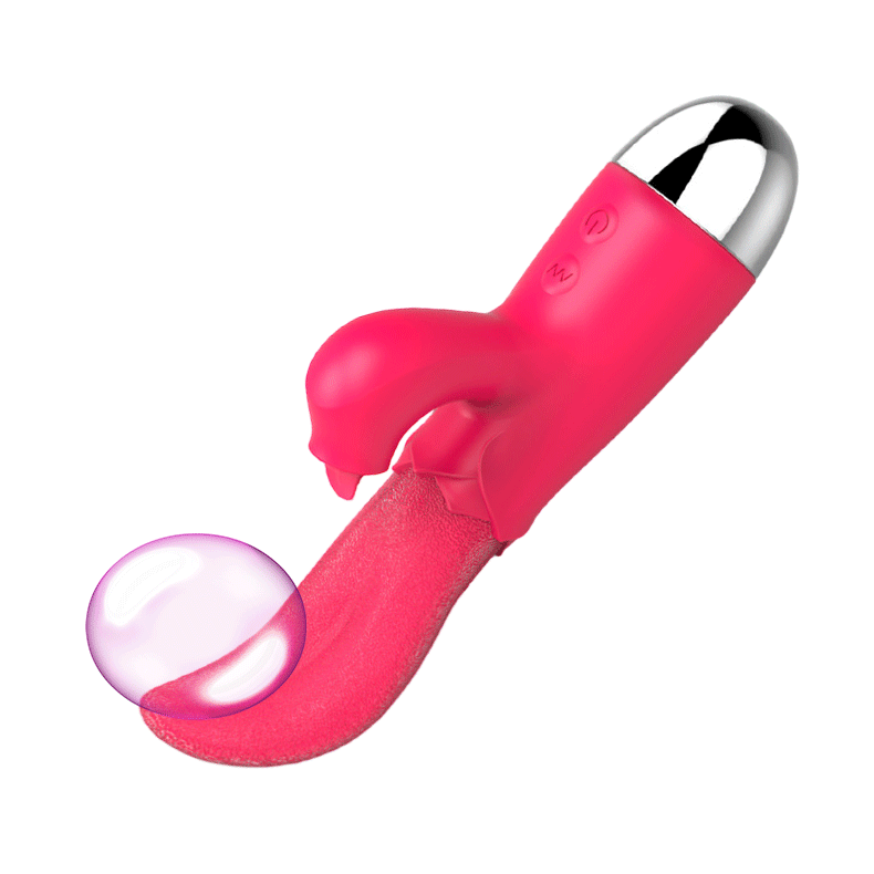 Double Tongue Licking Vibrator - Rose Toy