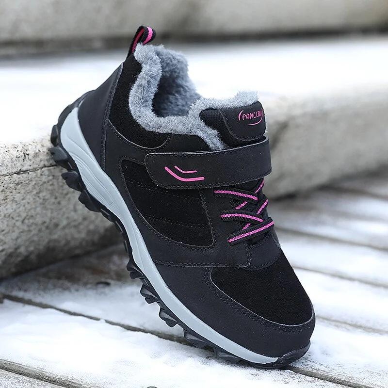 2021 Women Winter Snow Boots Warm Flat Plus Size Platform Lace Up Ladies Women's Shoes New Flock Fur Suede Ankle Boots Female 46