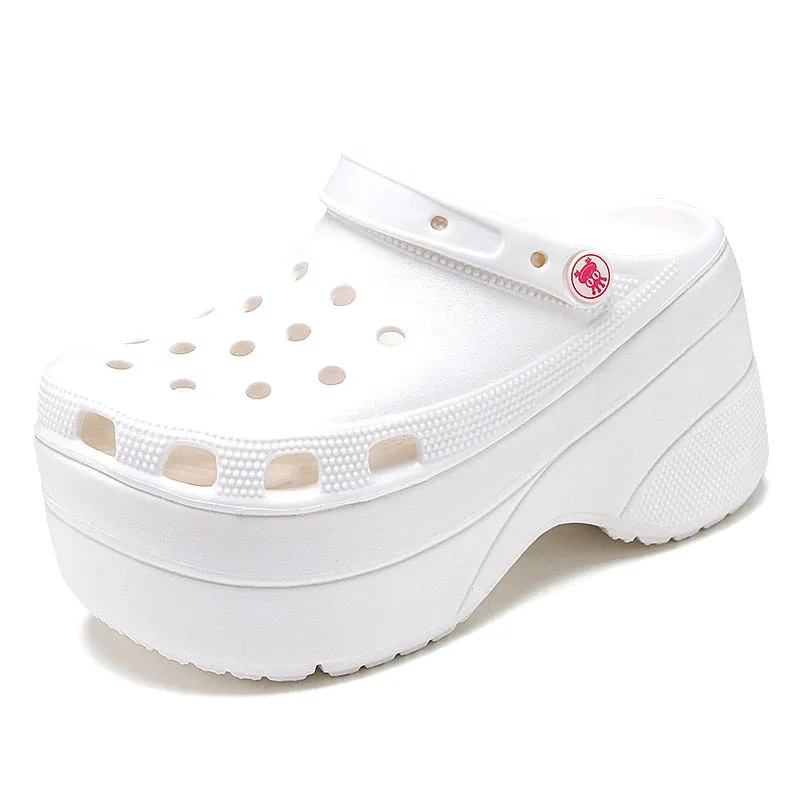 Summer Green Platform High Heels Sandals Non-slip Wedges shoes for Women 10 cm Increase Fashion Garden Shoes