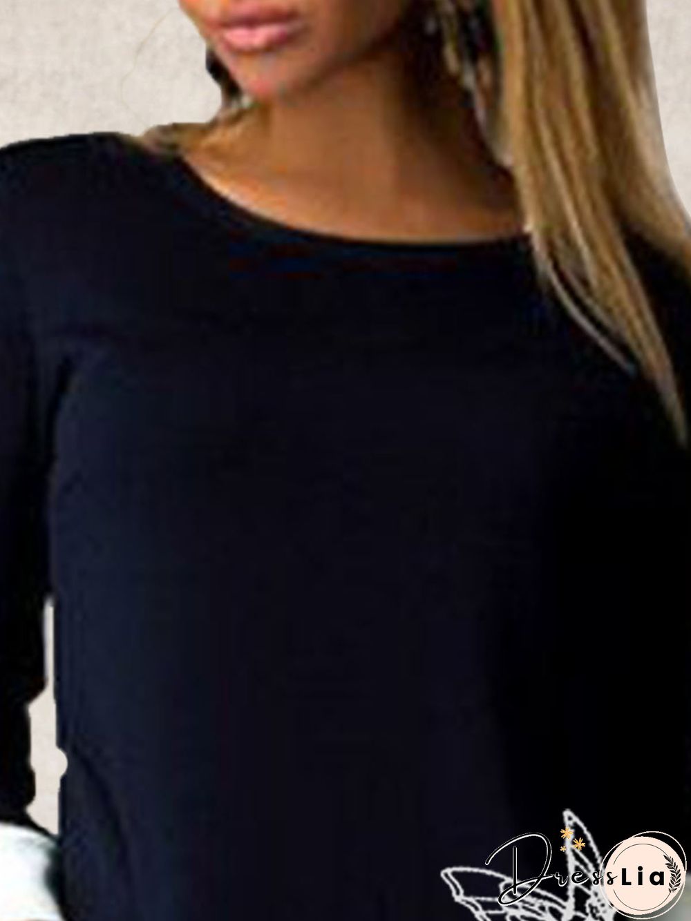 Black Butterfly Long Sleeve Copper Wire Knitting Dress