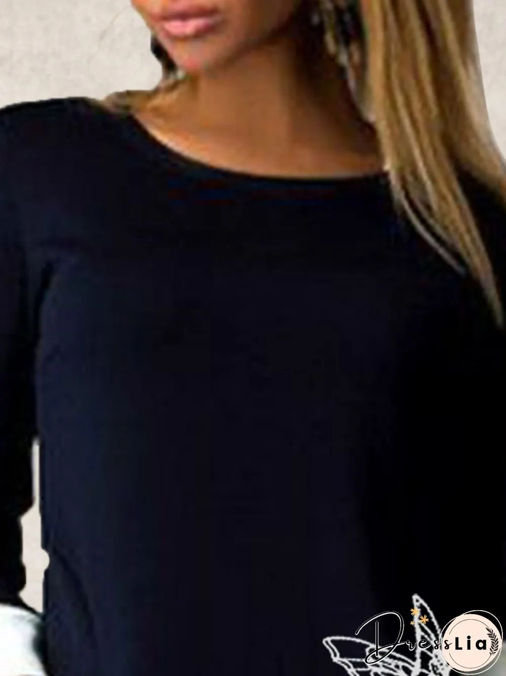 Black Butterfly Long Sleeve Copper Wire Knitting Dress
