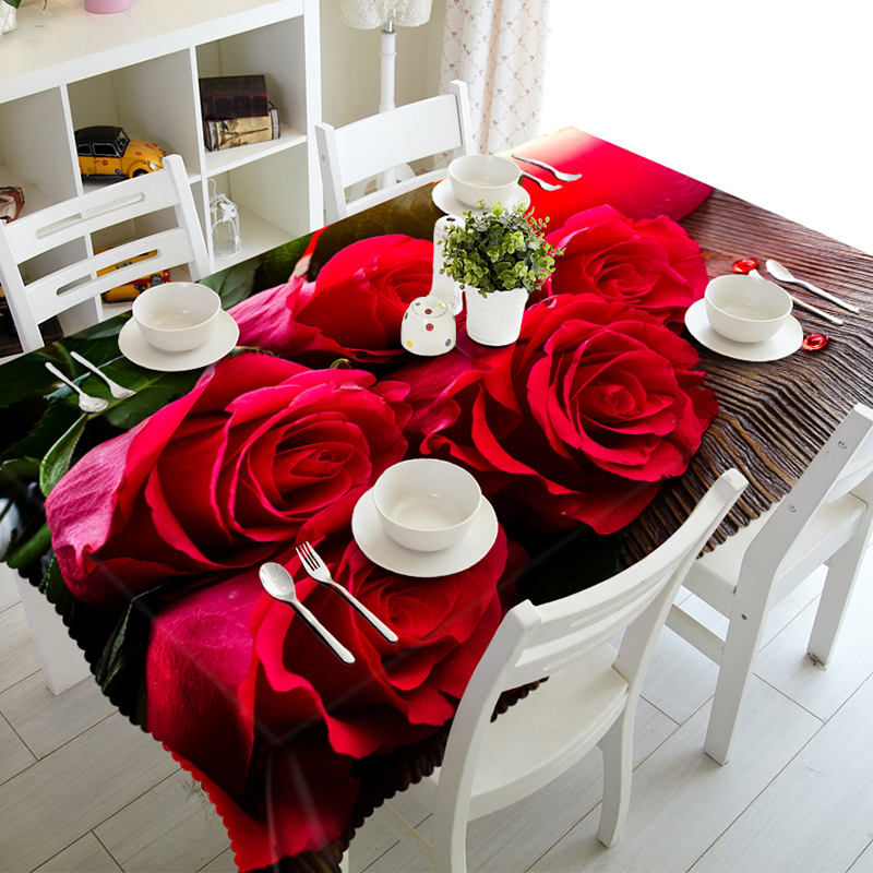

Red and Yellow Rose Flower - 3D Tablecloth, 140*180cm, 501 Original