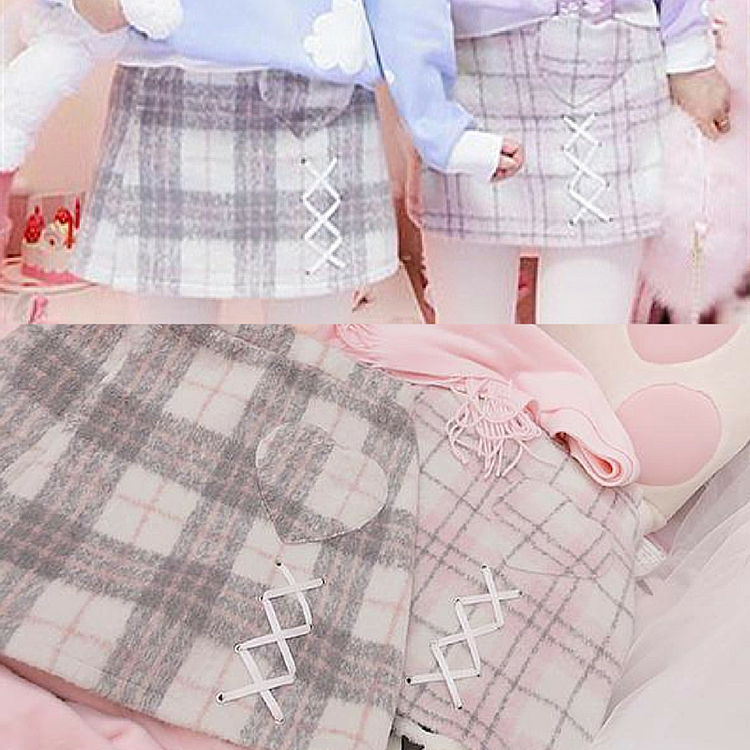 S/M/L Grey/Pink Sweet Heart Skirt SP154460