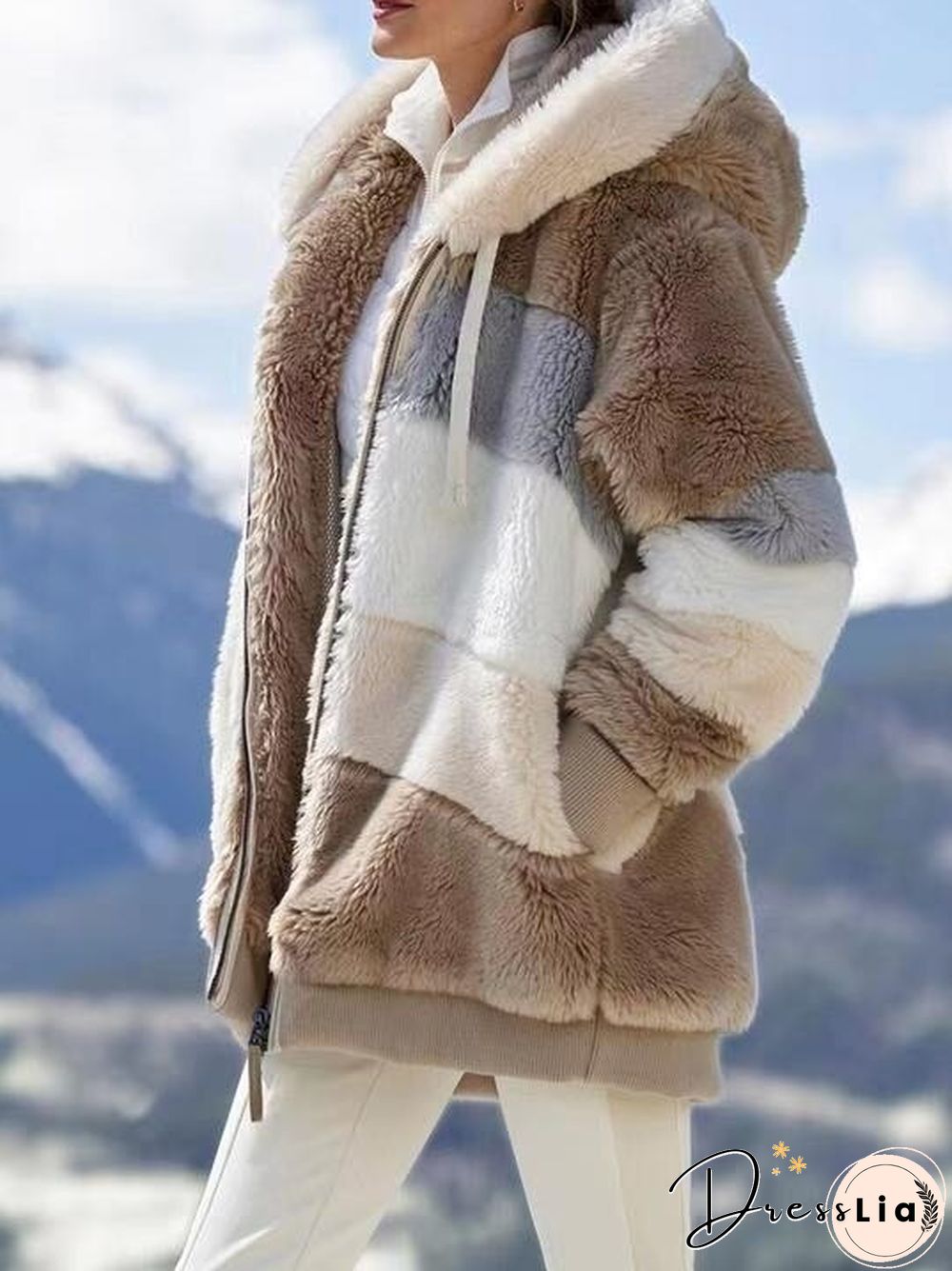 Winter Ladies Coats Streetwear Women'S Clothes Lambswool Coat Women Plus Size Zipper Pocket Stitching Cold Protection Jackets