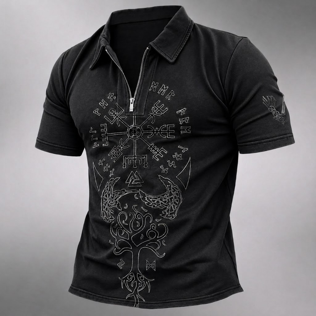 Norse Mythology Viking-Print Men's Casual Top