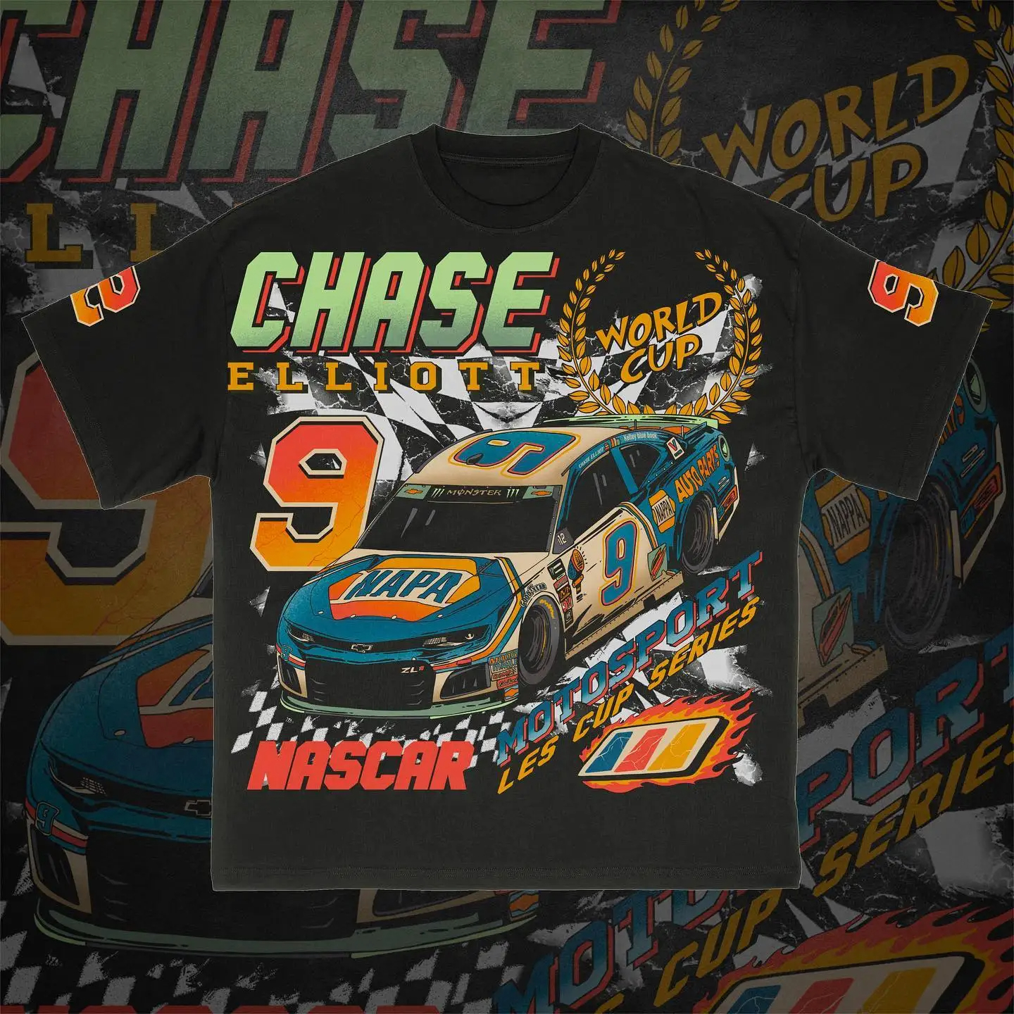 Sopula Vintage Nascar Chase Elliott 9 Graphic Cotton Short Sleeve T-Shirt - SOPULA