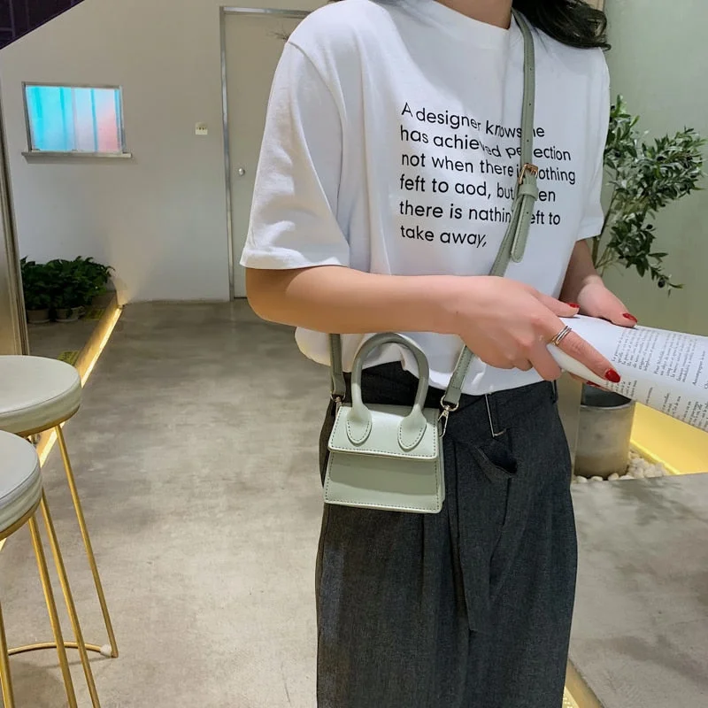 Solid Color PU Leather Crossbody Bags For Women 2021 hit Female Shoulder Simple Bag Lady Mini Phone Purses And Handbags