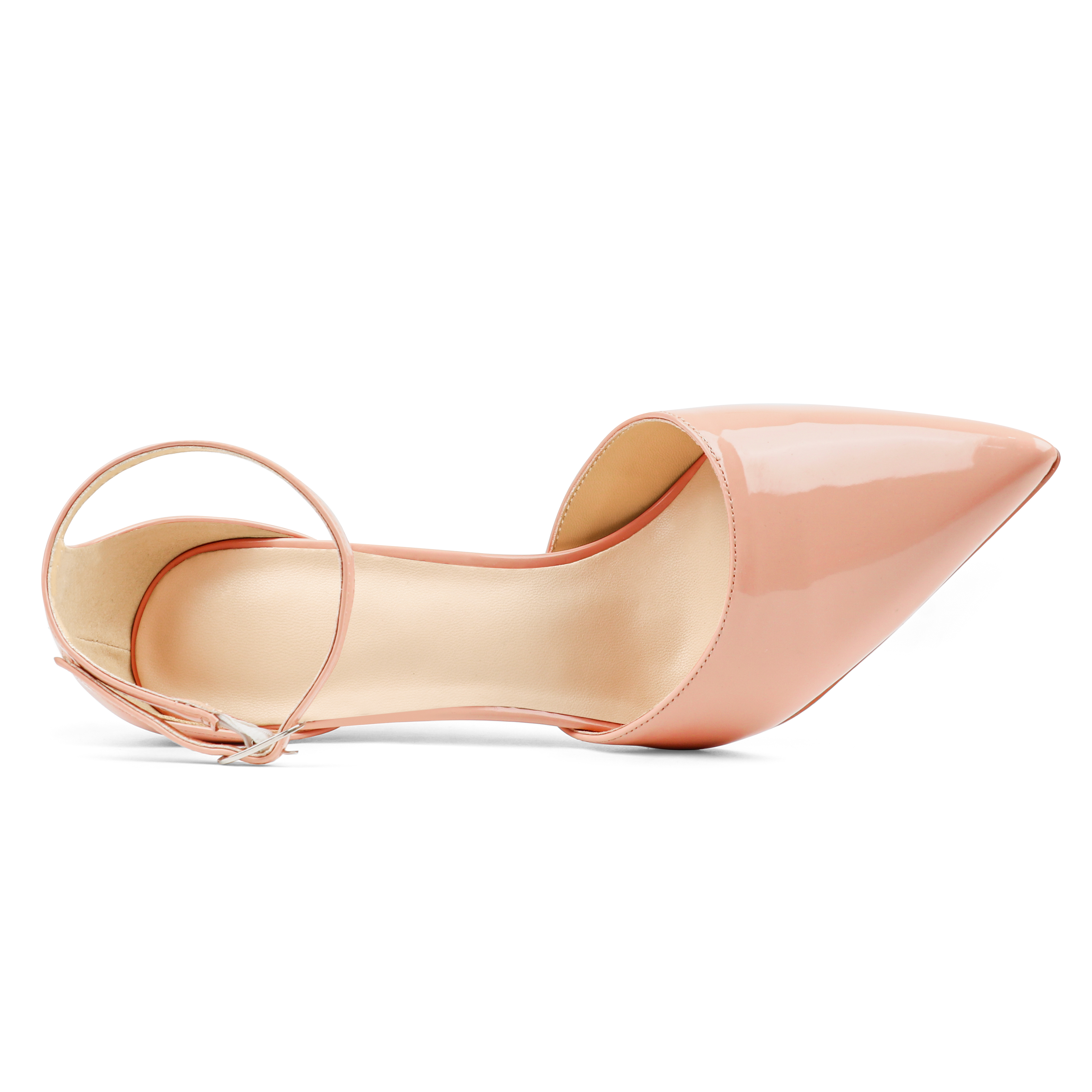 3.94" Women's Ankle Buckle Pointed Toe Pumps Wedding Party Red Bottoms High Heels-MERUMOTE