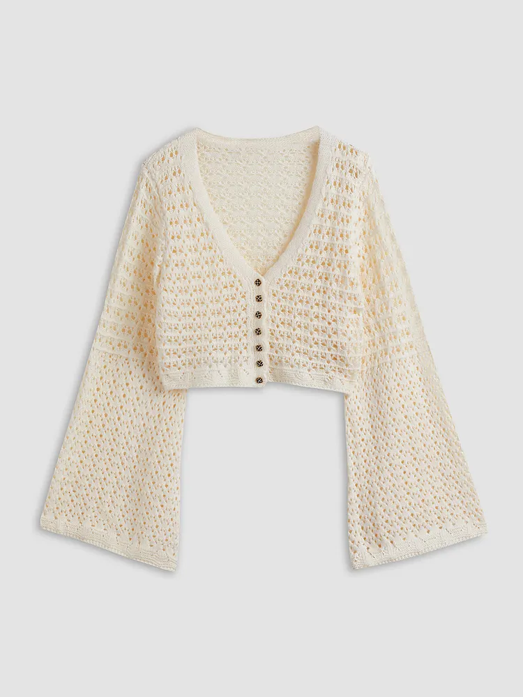 Pointelle Knit Cardigan