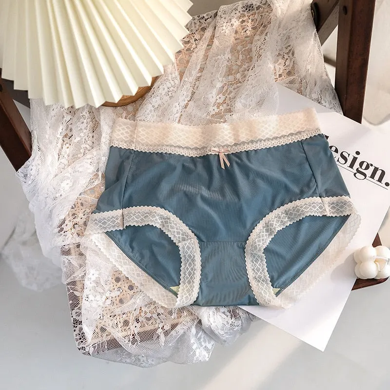 Women Cotton Underwear Sexy Striped Ice Panties Japanese Cute Girl Comfort Briefs Summer Fashion Bow Underpants Female Lingerie