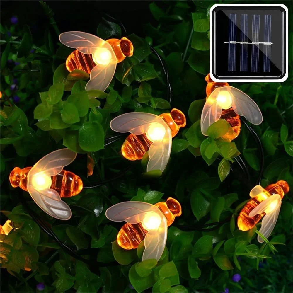 5M Solar Lights String , 20 Led Honey Bee Shape Solar Powered Fairy Lights For Garden 、、sdecorshop