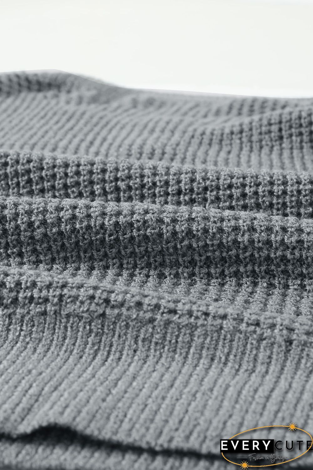 Gray Striped Raglan Sleeve Drop Shoulder Sweater