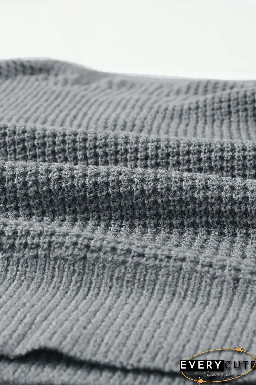 Gray Striped Raglan Sleeve Drop Shoulder Sweater