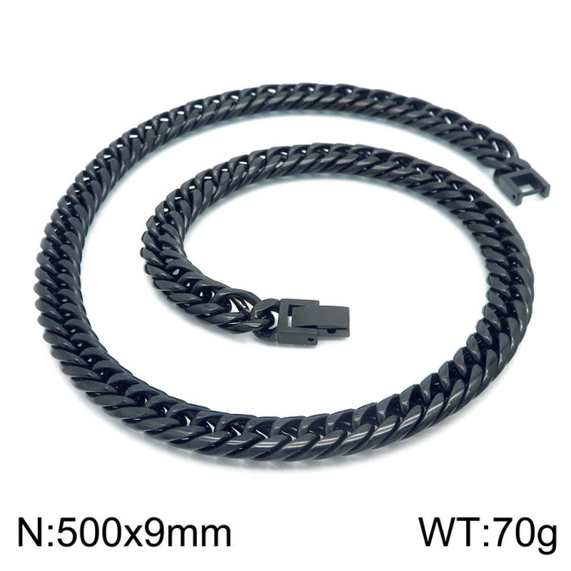 Hip-Hop Retro Solid Color Titanium Steel Plating 18K Gold Plated Men’s Necklace