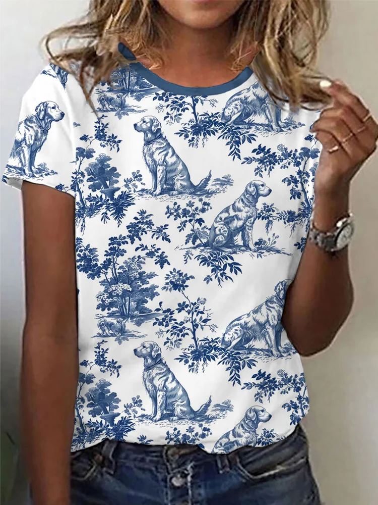 Simpfit Lässiges T-Shirt mit Dackel-Aufdruck für Damen
