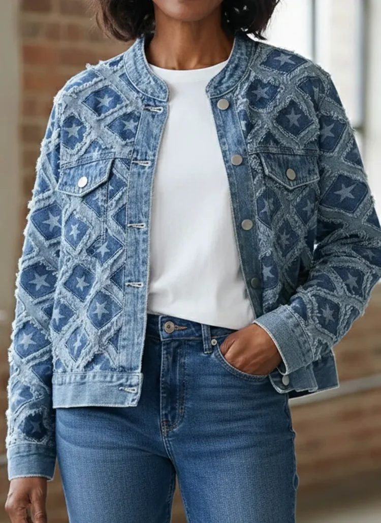 Women's Jacquard Denim Jacket