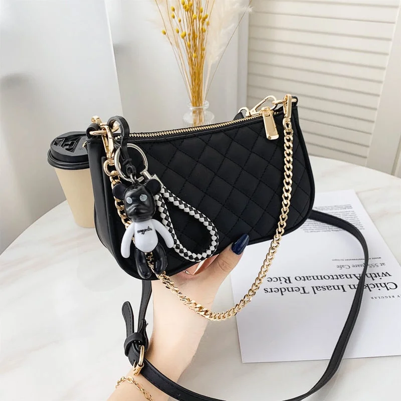 էѧӧܧ PU Leather Underarm Bags for Women 2020 Designer Shoulder Handbags Winter Branded Women's Trending Chain Hand Bag