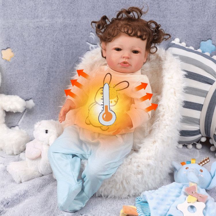 Babeside 20'' Lifelike Reborn Baby Doll Brown Eyes Charming Girl Laney with a Body that Warms Up
