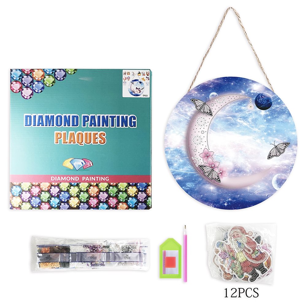 DIY Diamond Painting Hanging Ornaments with 12pcs Magnet Sticker - Owl