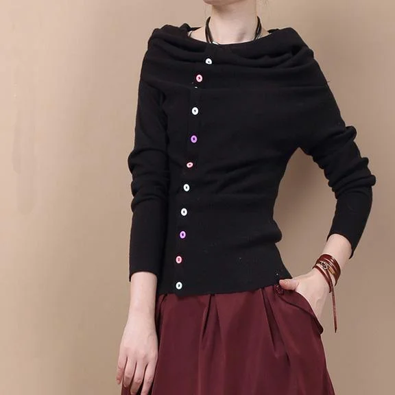 Black Woolen sweater shirt buttons