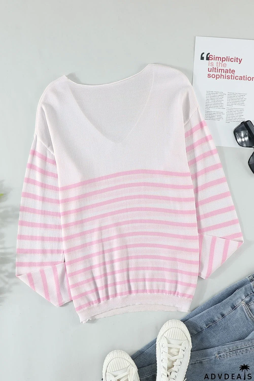 Striped V Neck Sweater