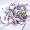 10PCS Light Purple Wedding Catering Bridal Groom Guests Corsage Boutonniere Wrist Artificial Flower Bouquets