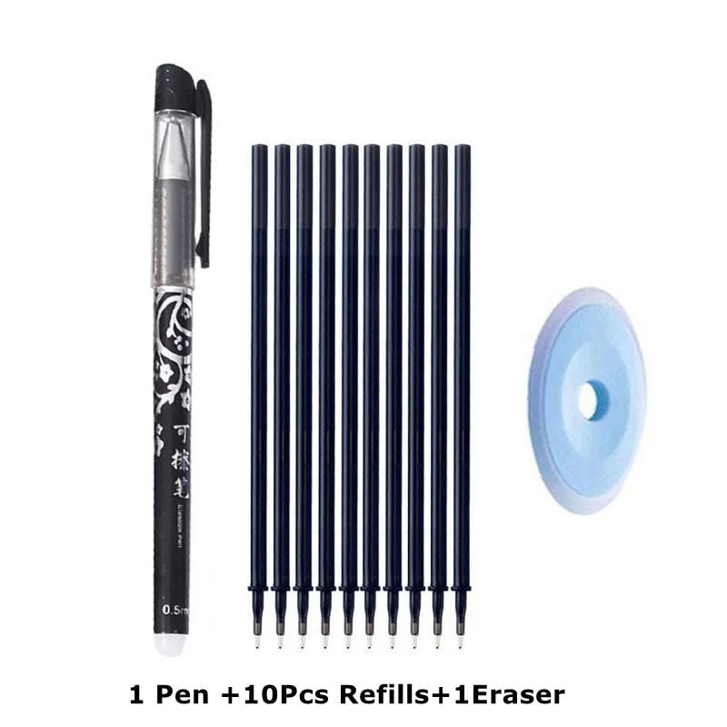 Erasable Pen Refills Rod Set 0.5mm Needle/0.7mm Bullet tip Washable Handle Erasable Ballpoint Pen for School Pen Writing Tools