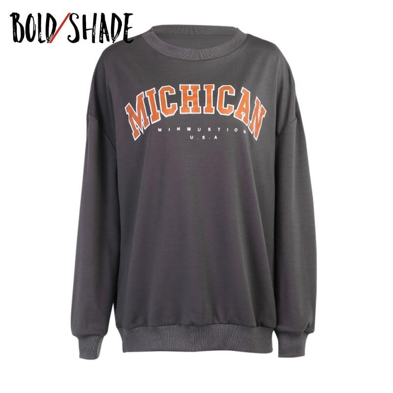Bold Shade Streetwear Grunge 90s Sweatshirts Women Indie Letter Print Oversize Hoodie Long Sleeve Casual Vintage Top Thin 2021