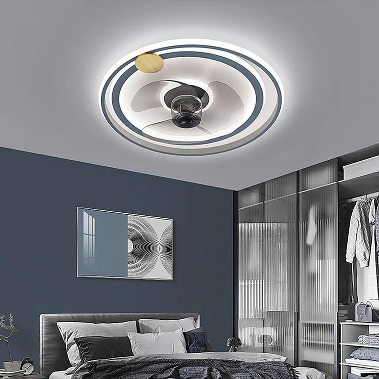 Multi Circle Dimmable LED Electroplated Modern Flush Mount Ceiling Fan with Lights - Appledas