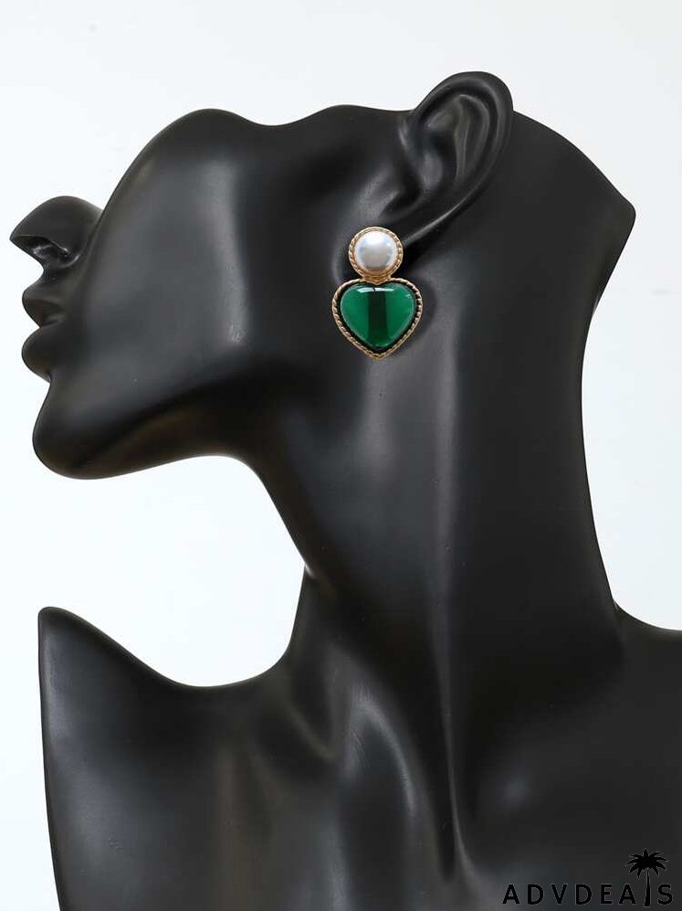 Faux Pearl & Heart Decor Earrings